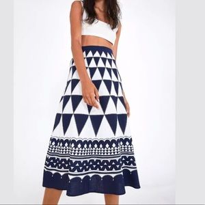 Farm Rio Blue and White Pyramid skirt